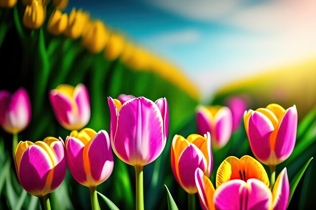 Frühlingshintergrund mit Tulpen
