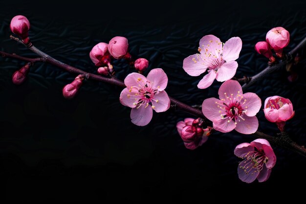 Frühlingspracht, rosa Blüten, die sich im ruhigen Panorama kühlen, generative KI