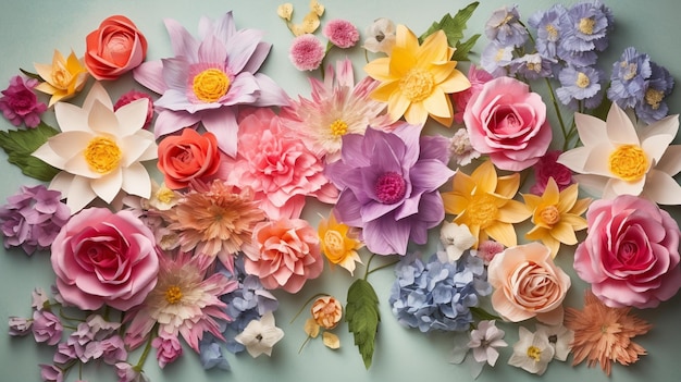 Frühlingssommerhintergrund mit schönen Blumen Generatives KI-Bild