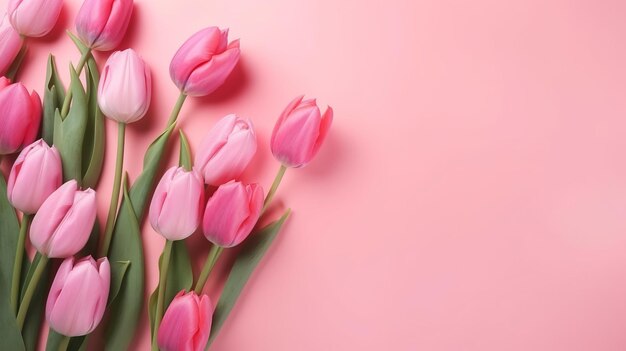 Frühlingstulpenblumen mit Kopienraum für den Muttertag Generative ai