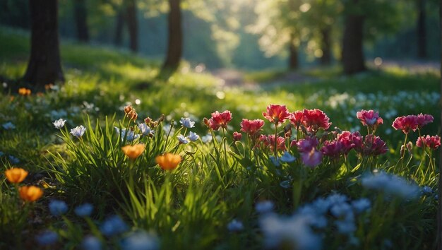 Foto frühlingszeit im grünen wald