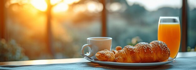 Foto frühstück in einem hotelzimmer