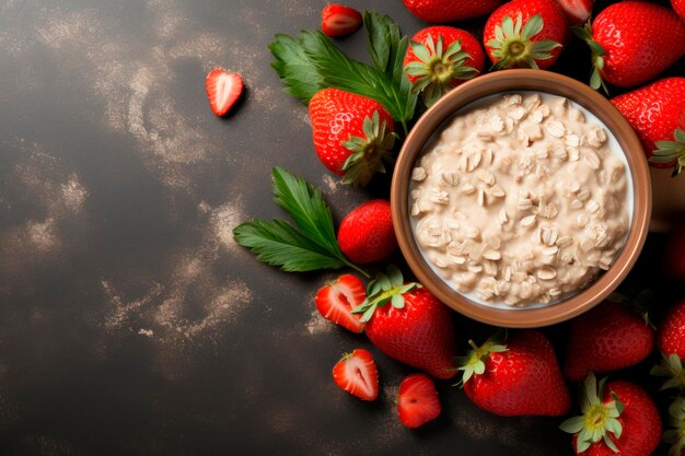 Frühstück in einer Schüssel Ein gesundes Frühstück aus Hafermehl mit Beeren und Früchten