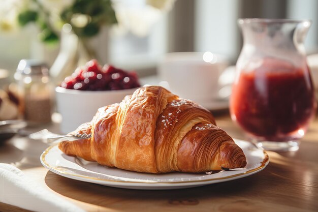 Frühstück mit Croissant