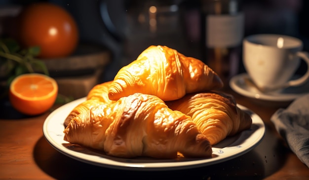 Frühstück mit Croissants KI generiert