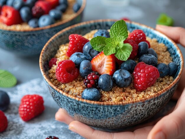 Frühstücksschüssel mit Quinoa-Beeren