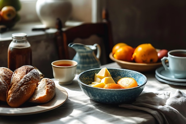 Frühstücksszene im dunklen Stil