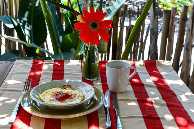 Frühstückstisch mit Omelette