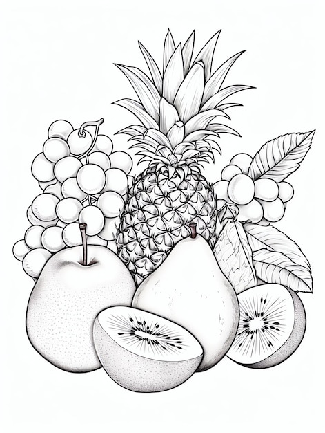 Fruitfilled turnover sabrosos postres página de libro de colorear en blanco y negro para adultos y