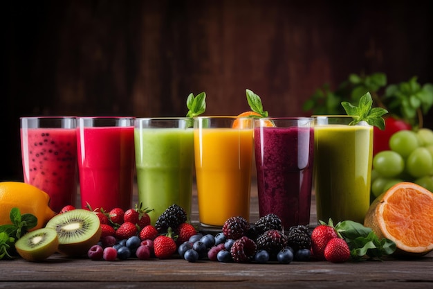 Foto fruitful bliss farbige und gesunde frucht-smoothies