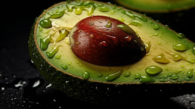 Fruta de aguacate fresca generativa AI con gotas de agua aisladas sobre fondo blanco con recorte p