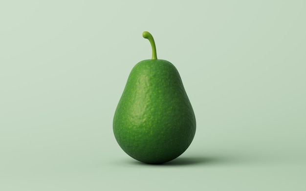 Fruta de aguacate fresca con piel verde renderizado en 3D
