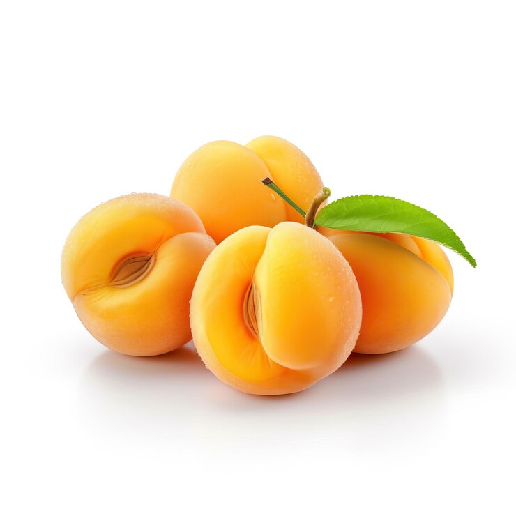 Fruta de albaricoque con fondo blanco aislado