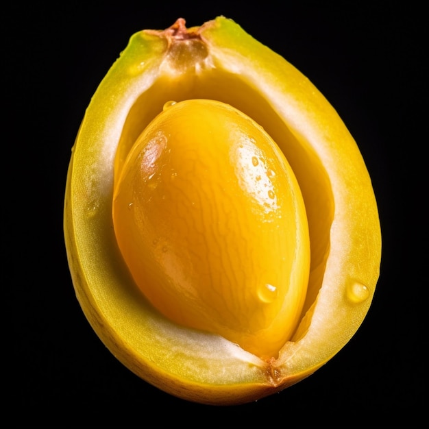 Una fruta amarilla con la palabra mango