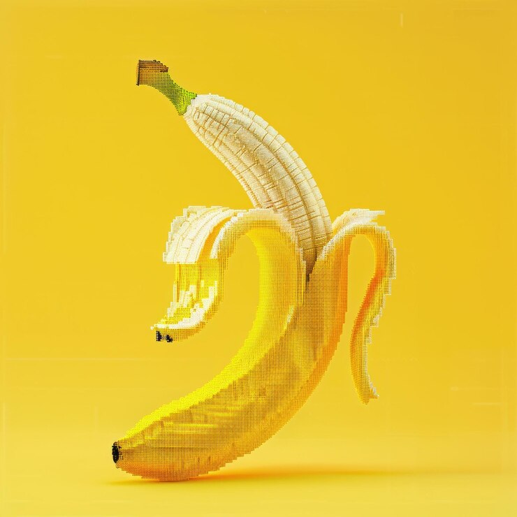 Foto fruta amarilla de plátano d arte tropical vibrante brillante fresco digital contemporáneo diseño moderno lúdico