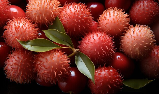 fruta araffy con una hoja verde en la parte superior generativa ai