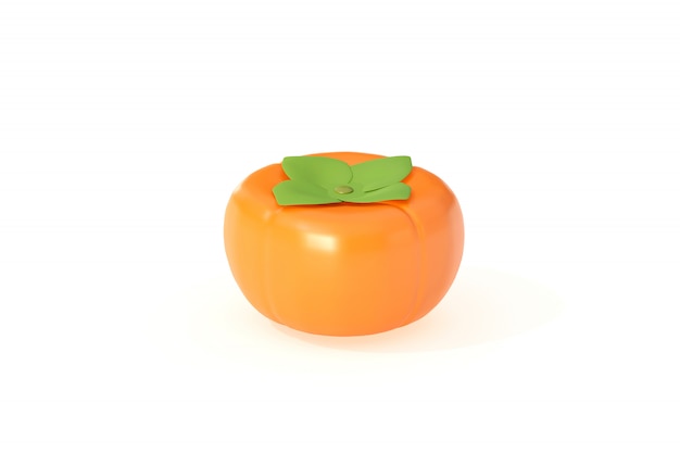 Foto una fruta caqui 3d rendering aislado sobre fondo blanco.