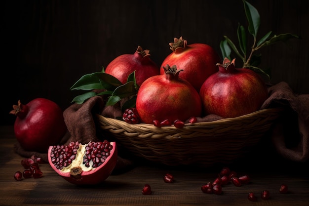 Fruta de la cesta de granada Dieta orgánica Generar Ai