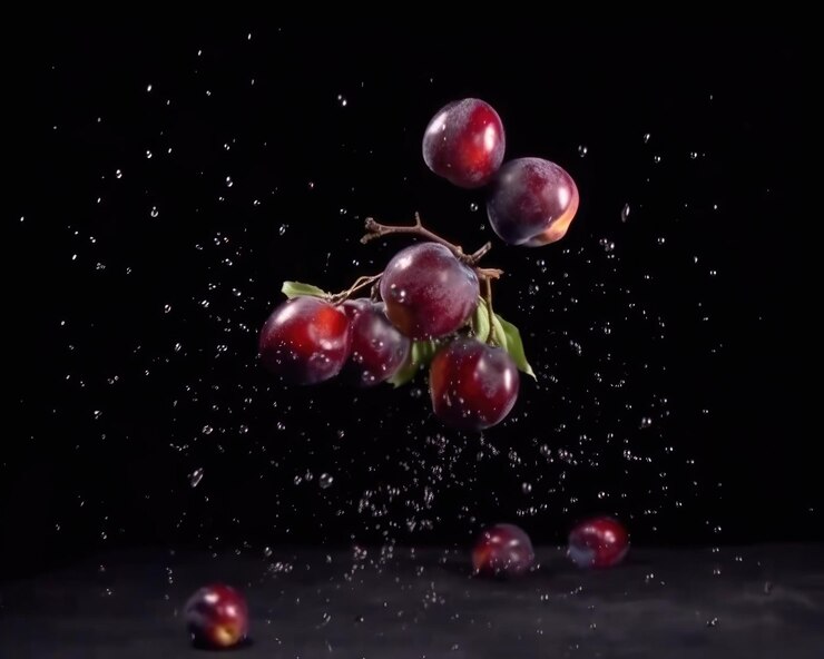 Fruta de ciruela con fondo de estudio