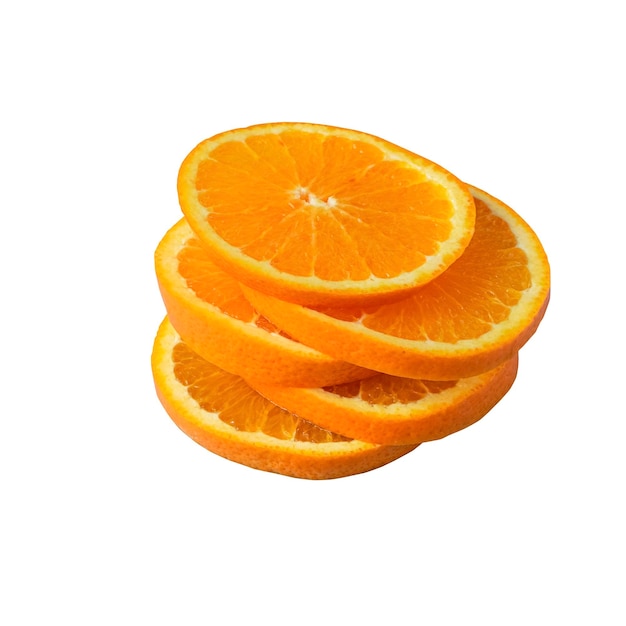 Fruta cítrica aislada de naranja jugosa madura Vitaminas y alimentos para vegetarianos