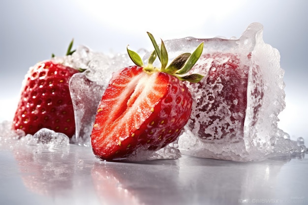 fruta congelada en la mesa de la cocina fotografía profesional de alimentos Generado por IA