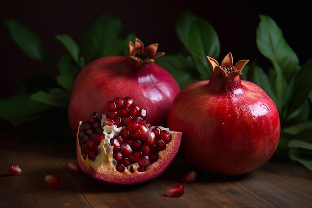 Fruta da romã com sementes AI gerada