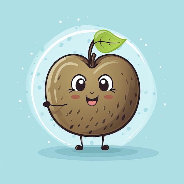 fruta de kiwi com um balão em forma de coração ilustração gráfica no estilo de texto e emoji