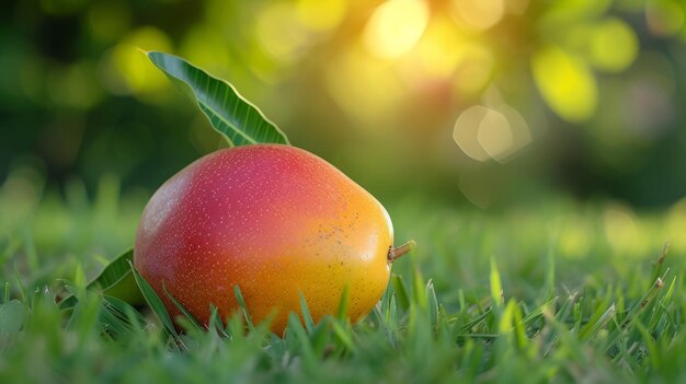 Fruta de manga inteira em grama natureza fruta exótica saudável