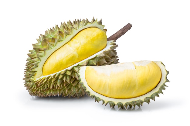 Fruta durian aislado en blanco