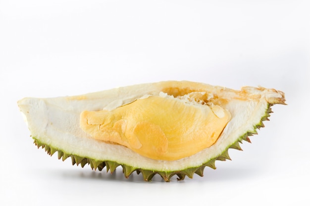 Fruta durian fresca no fundo branco