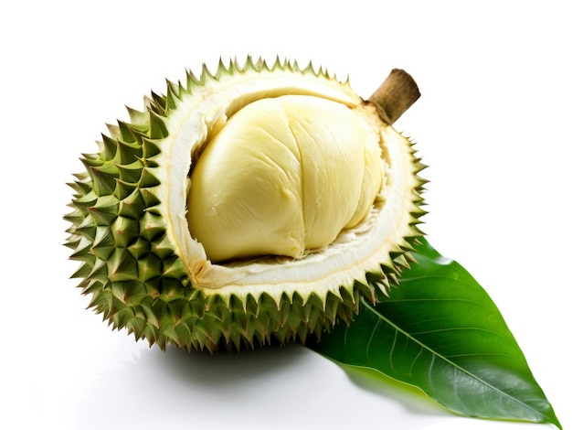 Fruta Durian fresca no fundo branco