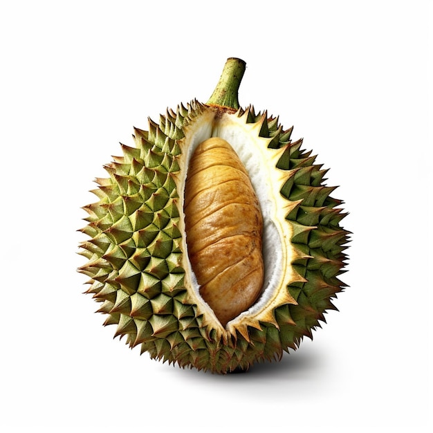 Una fruta durian con la palabra durian en la parte inferior.