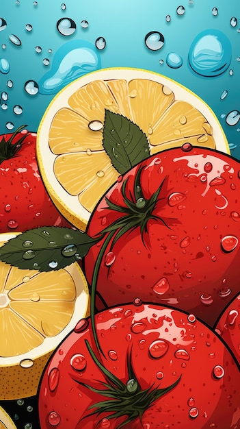 fruta em close-up no estilo da arte pop