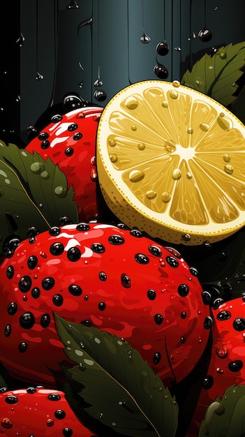 fruta em close-up no estilo da arte pop