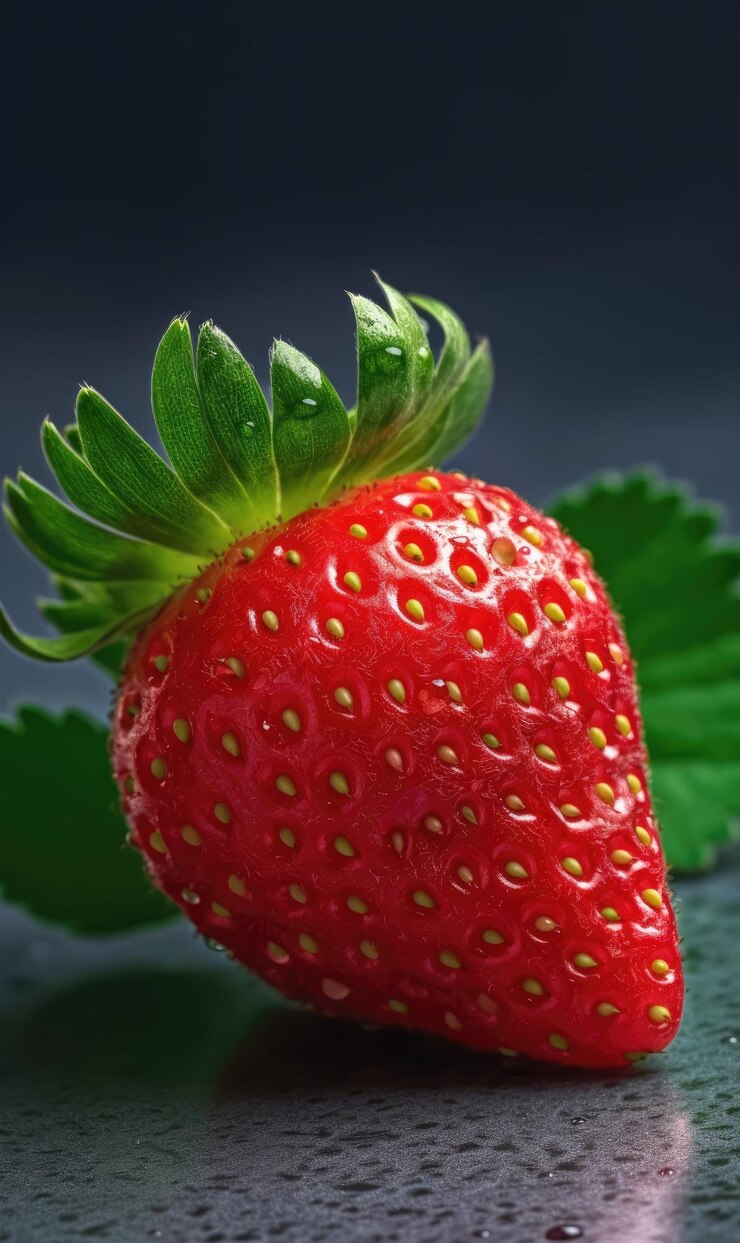 Fruta de fresa con fondo de estudio