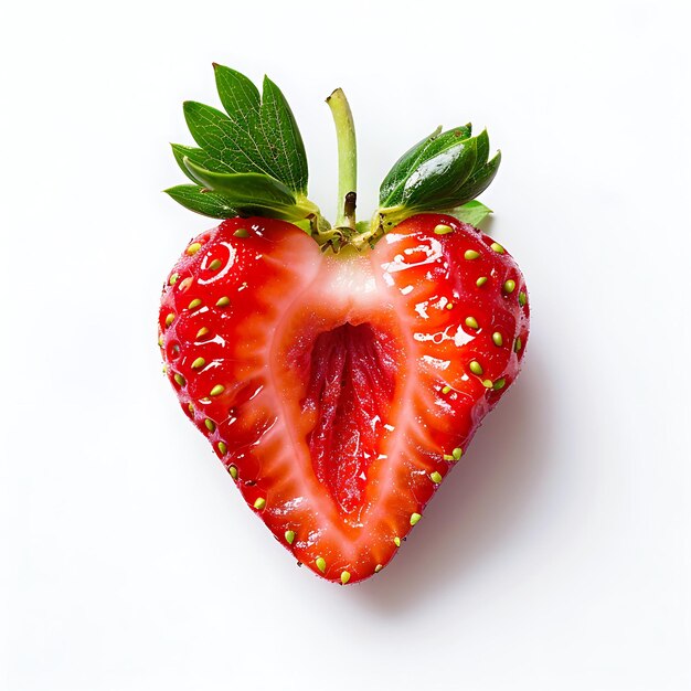 Foto fruta de fresa con forma pequeña y en forma de corazón y brillante clipart aislado en blanco bg foto