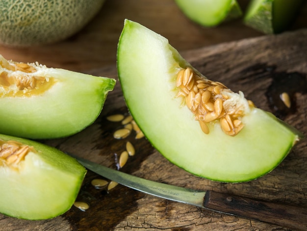 Fruta fresca de melão verde japonês ou melada.