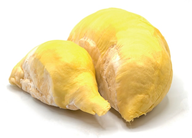 Foto fruta fresca de durian aislado en la pared blanca