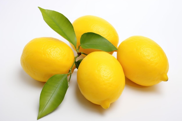 Fruta fresca de limón con hoja.