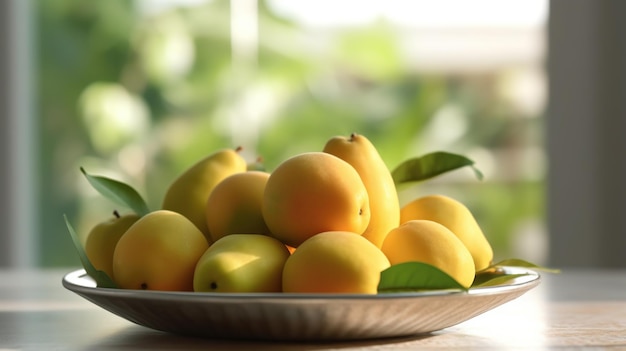 fruta fresca de mango en un plato