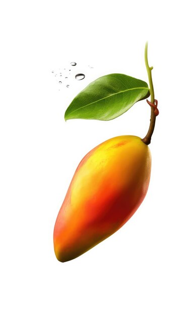 Fruta fresca de mango volando en un estudio de fondo blanco aislado