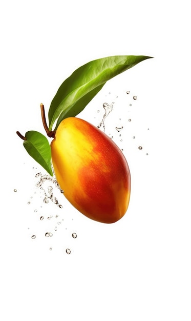 Foto fruta fresca de mango volando en un estudio de fondo blanco aislado