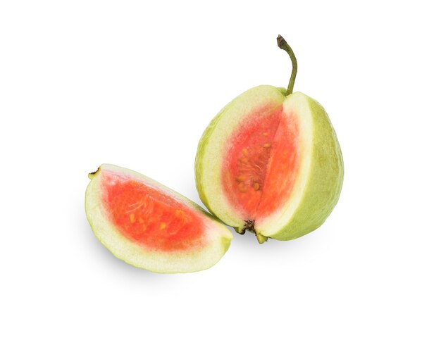 Fruta de guayaba rosa con rodaja
