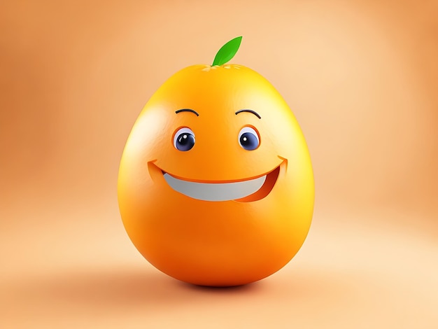 Fruta de huevo feliz con cara sonriente Ilustración 3D Representación 3D generada ai