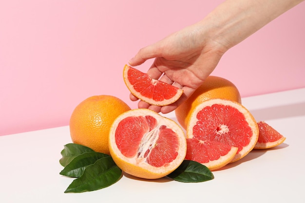 Foto fruta jugosa de verano pomelo concepto de alimentos frescos
