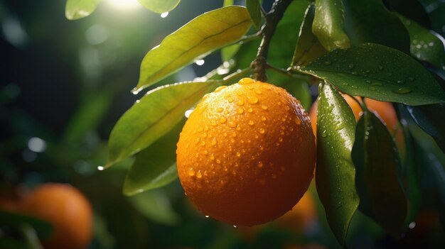 fruta laranja com folhas de laranja isoladas