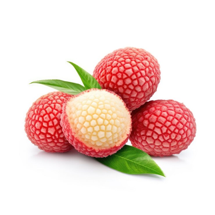 Fruta de lichi con fondo blanco aislado