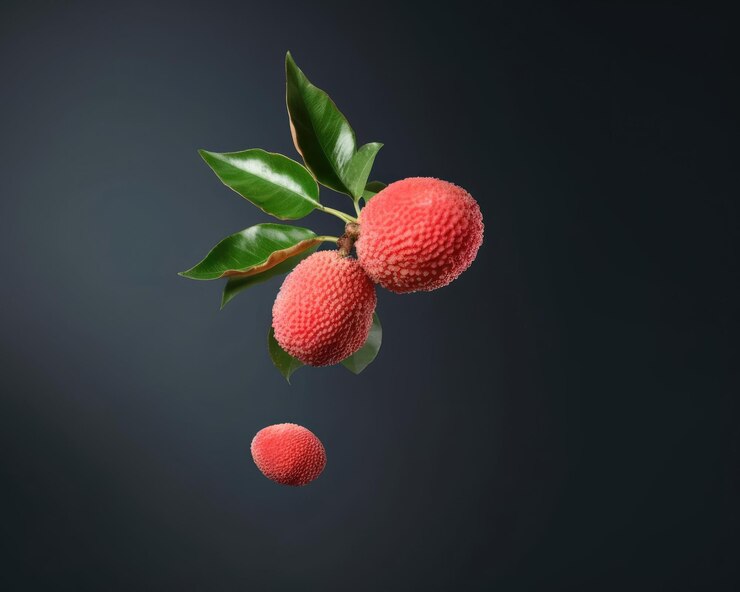 Fruta de lichi con fondo de estudio