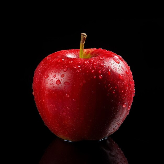 Fruta de manzana ecológica fotorrealista Ilustración cuadrada Dieta vegetariana saludable Ai Generado una ilustración brillante en fondo oscuro Fruta de Manzana jugosa