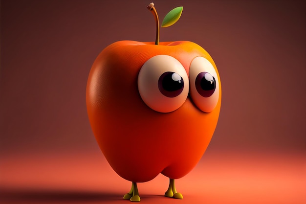 una fruta naranja de dibujos animados con ojos y ojos